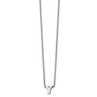 Stainless Steel Polished Letter Y Necklace with 2in Ext, 18" view 1