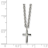Chisel Stainless Steel Polished 11mm Cross Pendant on an Cable Chain Necklace, 18" view 3