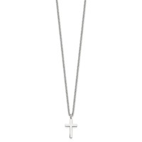 Chisel Stainless Steel Polished 16mm Cross Pendant on an Cable Chain Necklace, 18" view 2