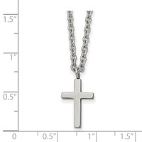 Chisel Stainless Steel Polished 16mm Cross Pendant on an Cable Chain Necklace, 18" view 3