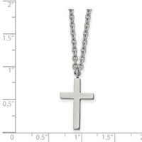 Chisel Stainless Steel Polished 20mm Cross Pendant on an Cable Chain Necklace, 18" view 3