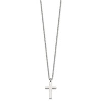 Chisel Stainless Steel Polished 20mm Cross Pendant on an Cable Chain Necklace, 18" view 1