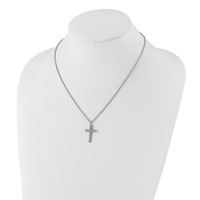Chisel Stainless Steel Polished 25mm Cross Pendant on an Cable Chain Necklace, 18" view 3