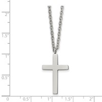 Chisel Stainless Steel Polished 25mm Cross Pendant on an Cable Chain Necklace, 18" view 2