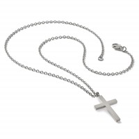 Chisel Stainless Steel Polished 25mm Cross Pendant on an Cable Chain Necklace, 18" view 4