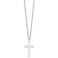Chisel Stainless Steel Polished 35mm Cross Pendant on an Cable Chain Necklace, 18" view 2