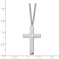 Chisel Stainless Steel Polished 35mm Cross Pendant on an Cable Chain Necklace, 18" view 3