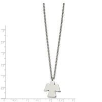 Stainless Steel Polished Angel Necklace, 18" view 2