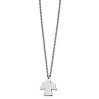 Stainless Steel Polished Angel Necklace, 18" view 1