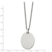 Chisel Stainless Steel Polished Oval Pendant on a Cable Chain Necklace, 22" view 2