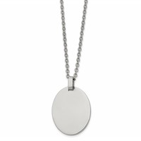 Chisel Stainless Steel Polished Oval Pendant on a Cable Chain Necklace, 22" view 1