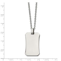 Chisel Stainless Steel Polished Dog Tag on a Cable Chain Necklace, 22" view 2