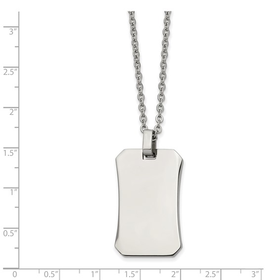 Chisel Stainless Steel Polished Dog Tag on a 22 inch Cable Chain Necklace