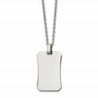 Chisel Stainless Steel Polished Dog Tag on a Cable Chain Necklace, 22" view 1