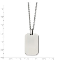 Chisel Stainless Steel Polished Rectangle Dog Tag on a Cable Chain Necklace, 22" view 2