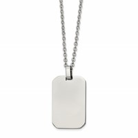 Chisel Stainless Steel Polished Rectangle Dog Tag on a Cable Chain Necklace, 22" view 1
