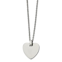 Chisel Stainless Steel Polished Heart Pendant on a Cable Chain Necklace, 20" view 1