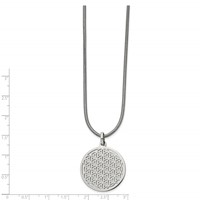 Chisel Stainless Steel Polished Flower Cut-out Small Circle Pendant on an Snake Chain Necklace, 18" view 2
