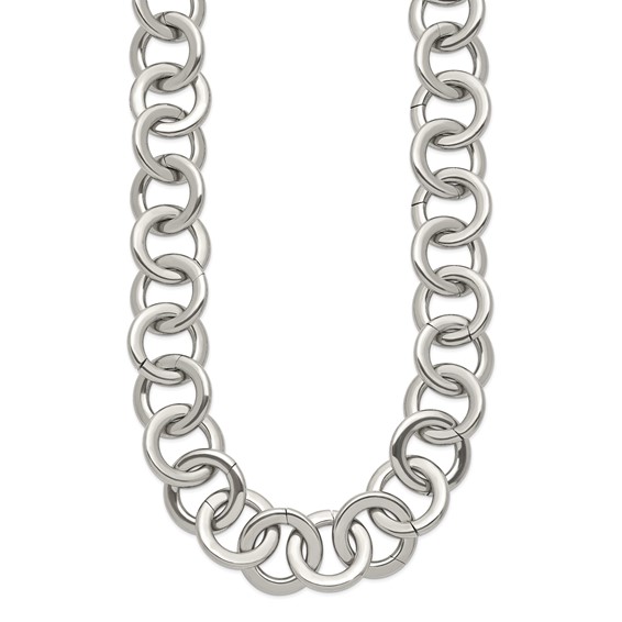 Chisel Stainless Steel Polished Circle Link 17 inch Necklace