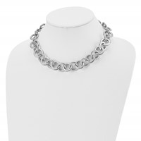 Chisel Stainless Steel Polished Circle Link Necklace, 17" view 3