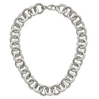 Chisel Stainless Steel Polished Circle Link Necklace, 17" view 4