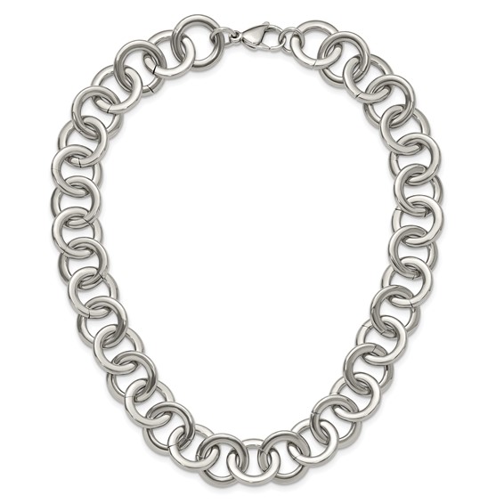 Chisel Stainless Steel Polished Circle Link 17 inch Necklace