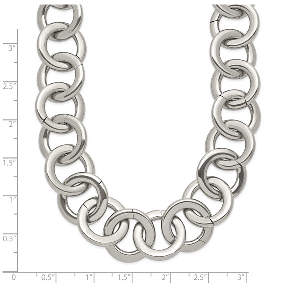 Chisel Stainless Steel Polished Circle Link 17 inch Necklace