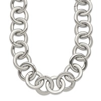Chisel Stainless Steel Polished Circle Link Necklace, 17" view 1