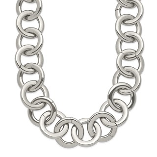 Chisel Stainless Steel Polished Circle Link 17 inch Necklace