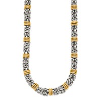 Chisel Stainless Steel Polished Yellow IP-plated Byzantine Necklace, 24" view 2