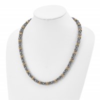 Chisel Stainless Steel Polished Yellow IP-plated Byzantine Necklace, 24" view 4