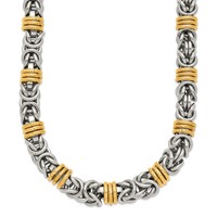 Chisel Stainless Steel Polished Yellow IP-plated Byzantine Necklace, 24" view 1