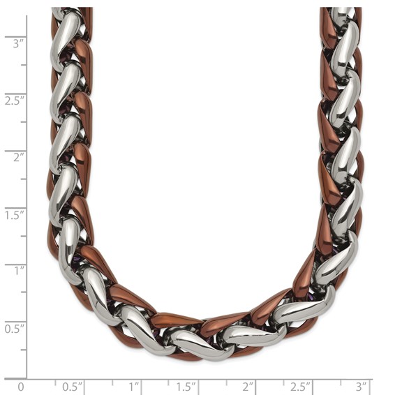 Chisel Stainless Steel Polished Brown IP-plated 24 inch Necklace