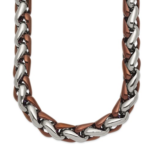 Chisel Stainless Steel Polished Brown IP-plated Necklace, 24"