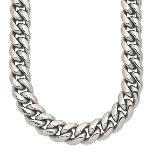 Chisel Stainless Steel Polished Curb Chain Necklace, 24"