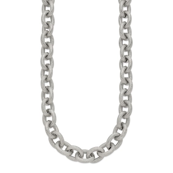 Chisel Stainless Steel Polished and Textured Link 16.5 inch Necklace