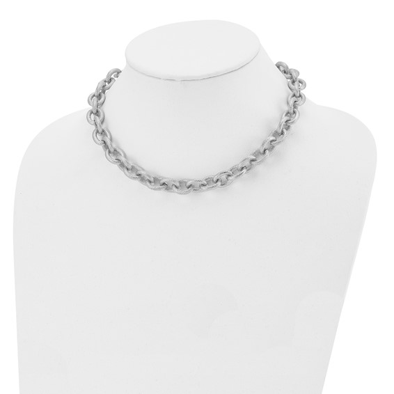 Chisel Stainless Steel Polished and Textured Link 16.5 inch Necklace