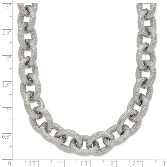 Chisel Stainless Steel Polished and Textured Link 16.5 inch Necklace