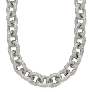Chisel Stainless Steel Polished and Textured Link 16.5 inch Necklace