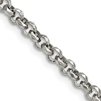 Chisel Stainless Steel Polished and Textured Fancy Rolo Chain, 18" view 1