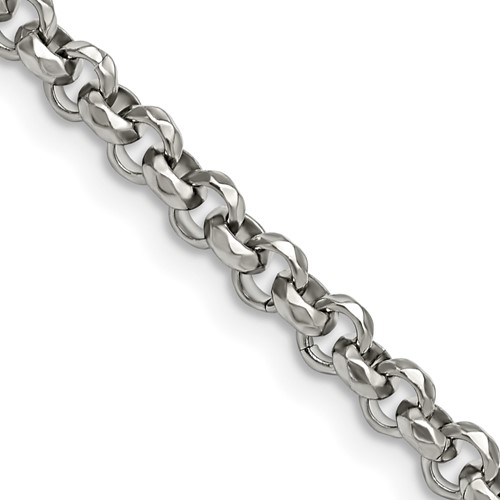 Chisel Stainless Steel Polished and Textured Fancy Rolo Chain, 18"