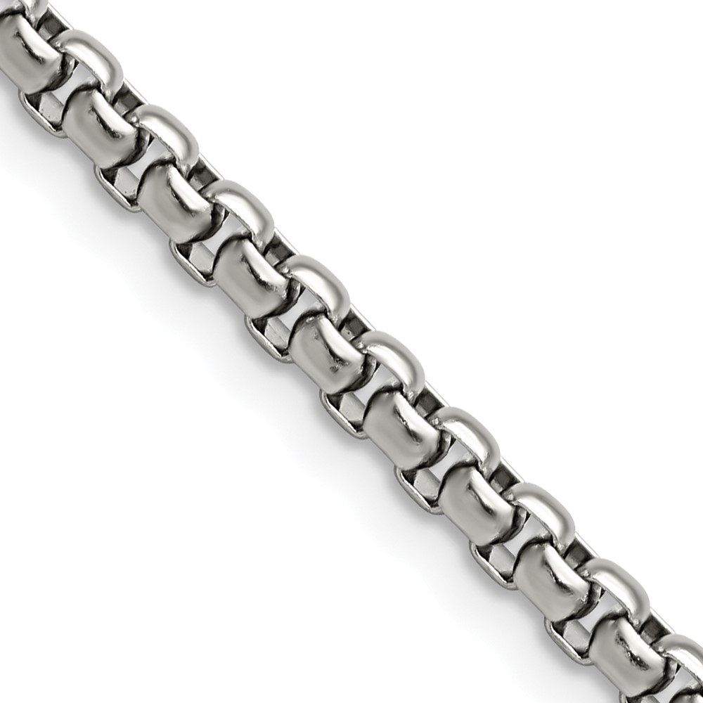 Stainless Steel Polished 3.9mm 30in Rounded Box Chain