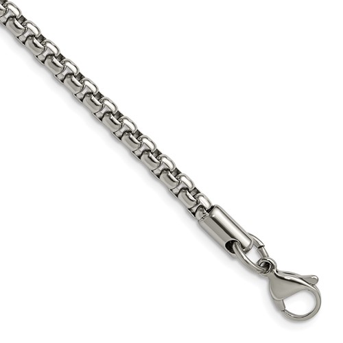 Chisel Stainless Steel Polished 3.9mm Rounded Box Chain, 18"