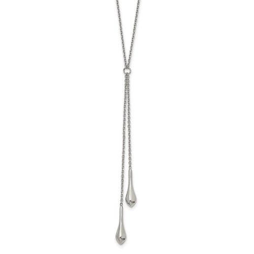Chisel Stainless Steel Polished Necklace with Dangle 16.5 Inch Cable Chain, 3.5"