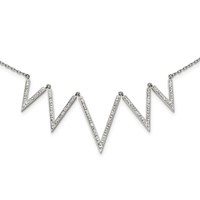 Stainless Steel Polished Necklace with Preciosa Crystal V Shape with Ext, 1.25" view 1