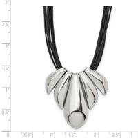 Stainless Steel Polished Multi Strand Necklace with 2 Ext Wax Cord, 17" view 3