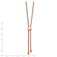 Chisel Stainless Steel Polished Rose IP-plated Adjustable Up to Box Chain Necklace, 20.5" view 3