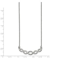 Chisel Stainless Steel Polished Necklace with Preciosa Crystal Braided Bar on a Cable Chain with a 2 Inch Extension, 16.5" view 2
