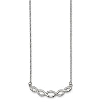 Chisel Stainless Steel Polished Necklace with Preciosa Crystal Braided Bar on a Cable Chain with a 2 Inch Extension, 16.5" view 1