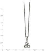 Chisel Stainless Steel Polished Necklace with Preciosa Crystal Trinity Knot Pendant on a Cable Chain with a 1 Inch Extension, 16" view 2